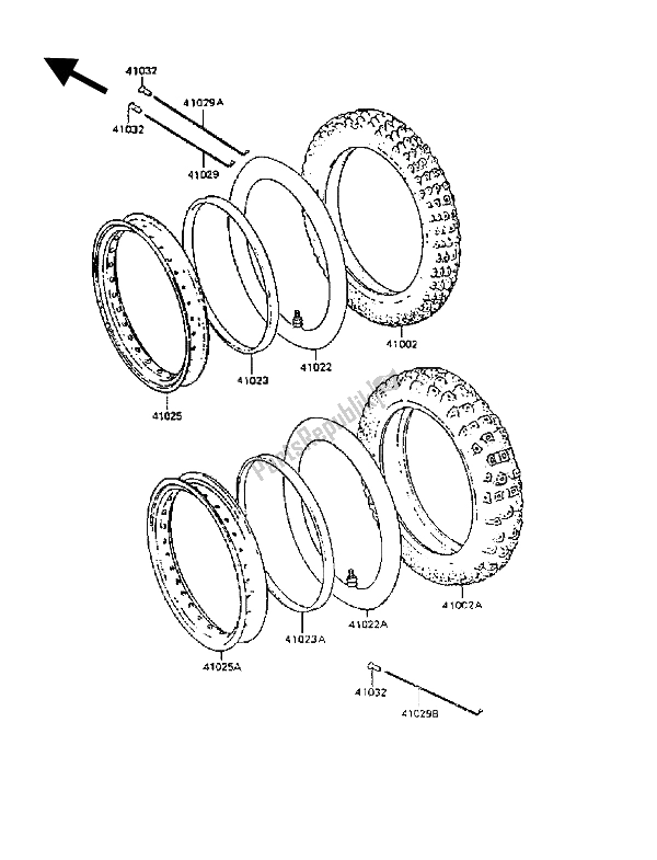 All parts for the Tires of the Kawasaki KLR 600 1988