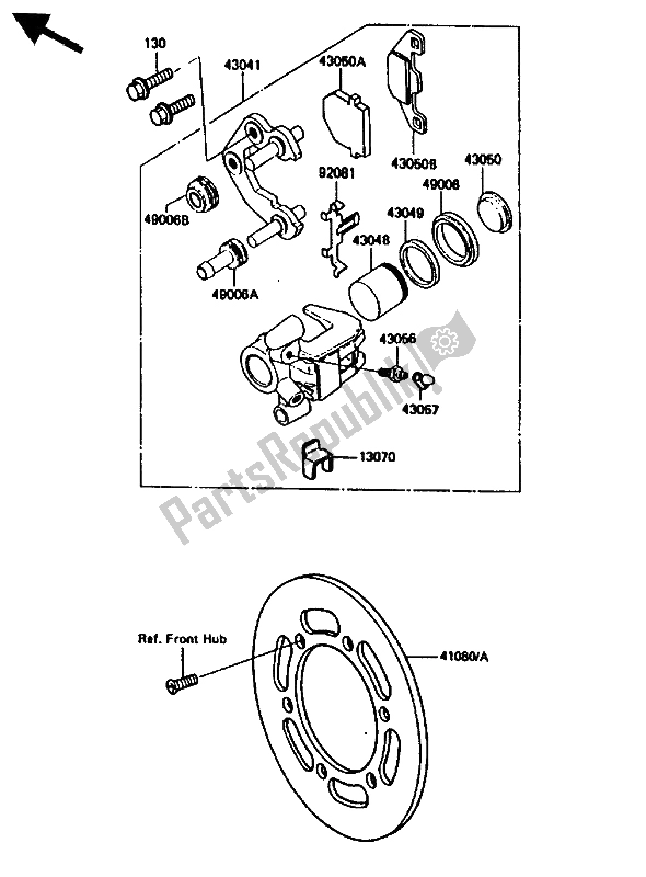 Tutte le parti per il Pinza Anteriore del Kawasaki KX 80 1986