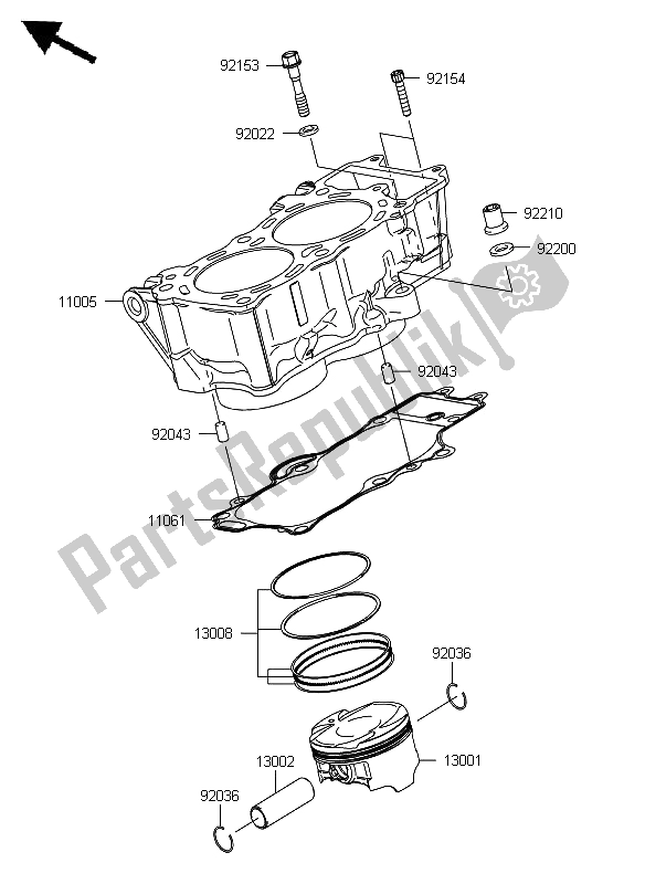 All parts for the Cylinder & Piston of the Kawasaki ER 6F ABS 650 2012