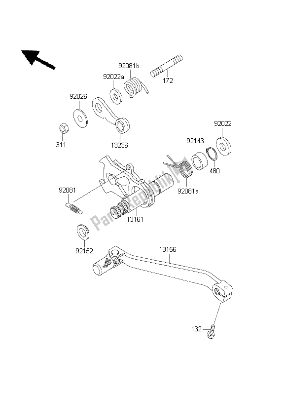 All parts for the Gear Change Mechanism of the Kawasaki KLX 300R 2003