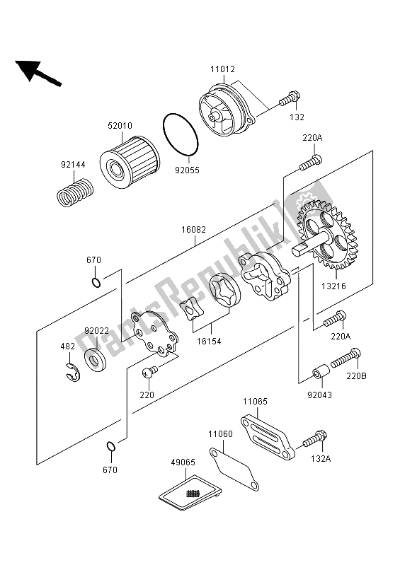 All parts for the Oil Pump of the Kawasaki Eliminator 125 2006