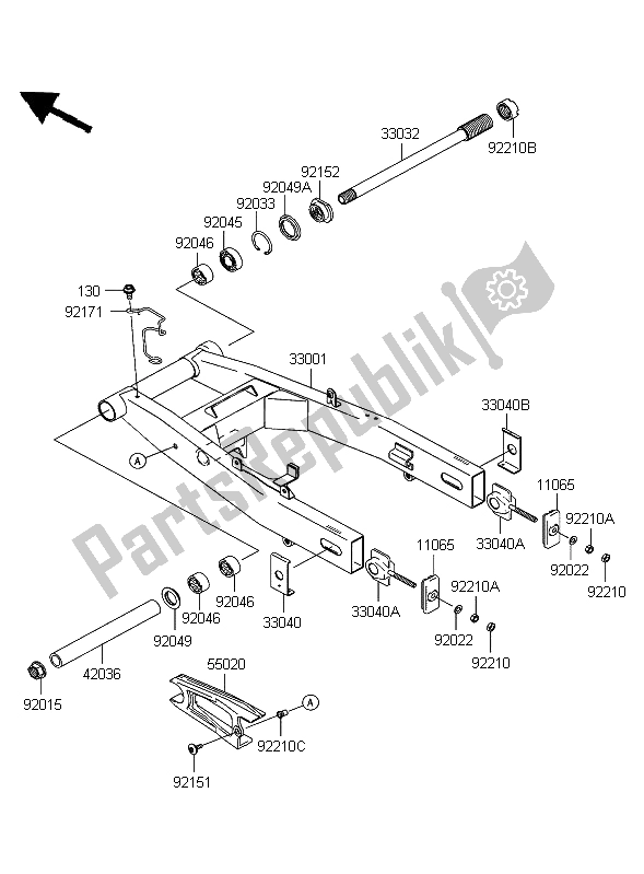 Tutte le parti per il Forcellone del Kawasaki Z 750 2004