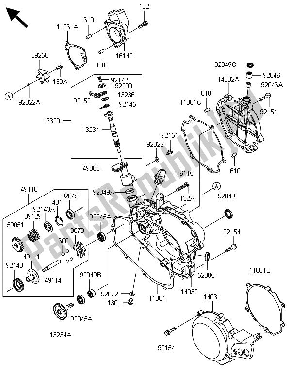 Toutes les pièces pour le Capot (s) Moteur du Kawasaki KX 85 LW 2014