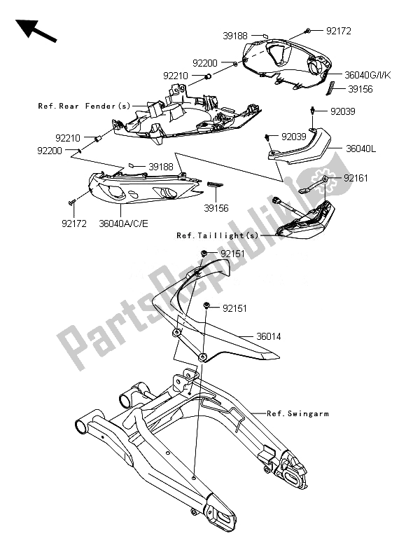 All parts for the Side Covers & Chain Cover of the Kawasaki ER 6F 650 2014