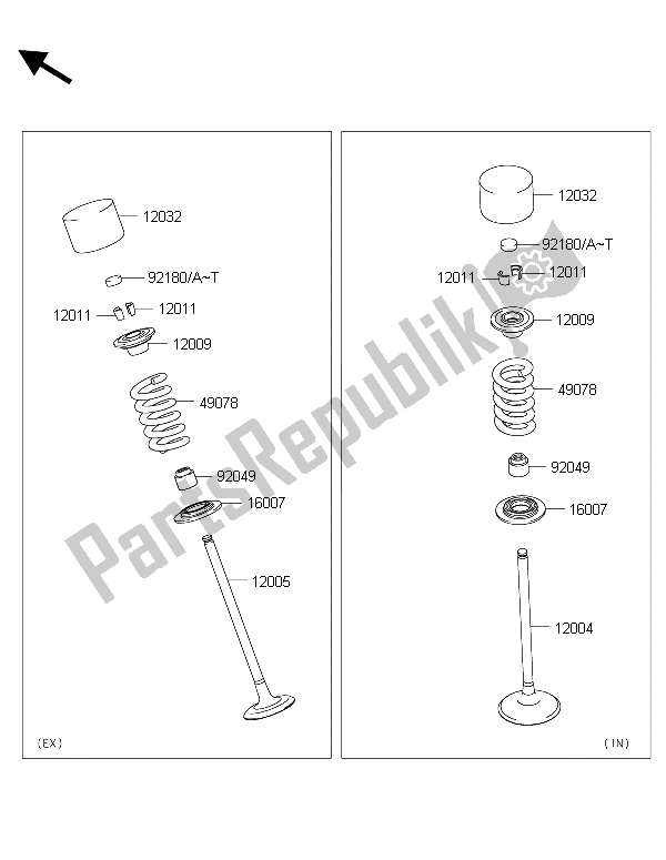 All parts for the Valve(s) of the Kawasaki Z 1000 2015