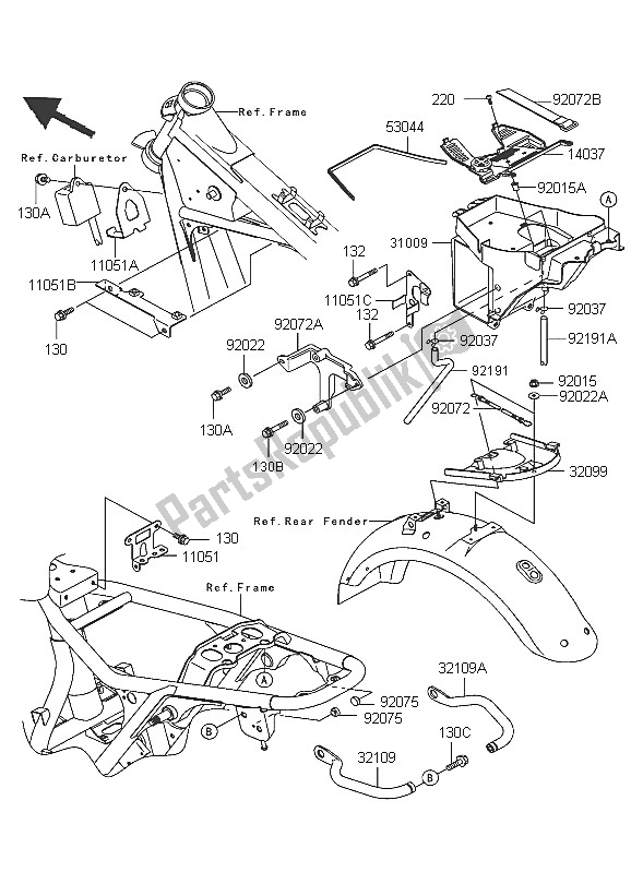 All parts for the Frame Fittings of the Kawasaki W 650 2005