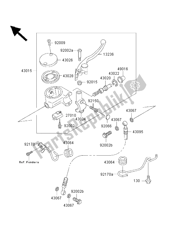 All parts for the Front Master Cylinder of the Kawasaki VN 800 Drifter 2000