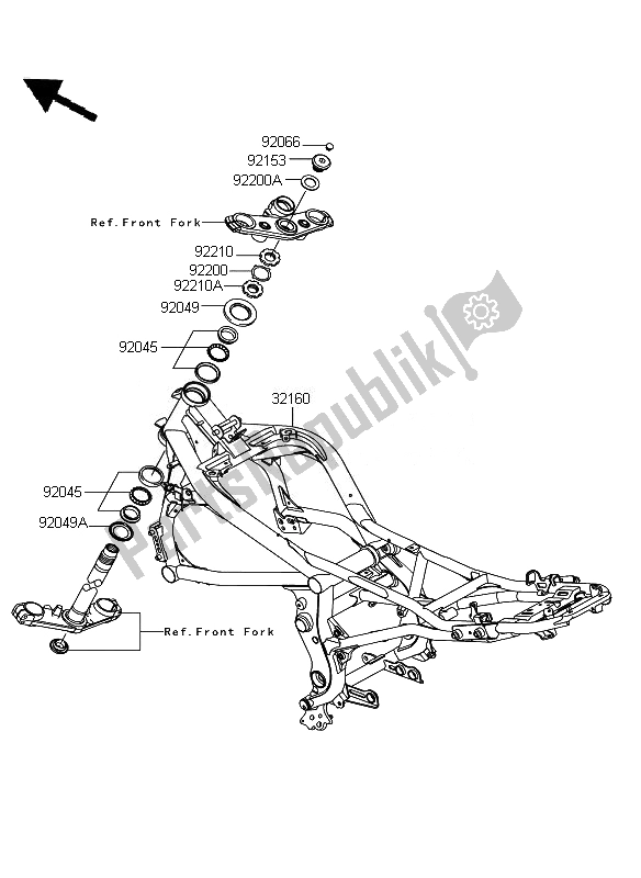 All parts for the Frame of the Kawasaki ER 6N 650 2011