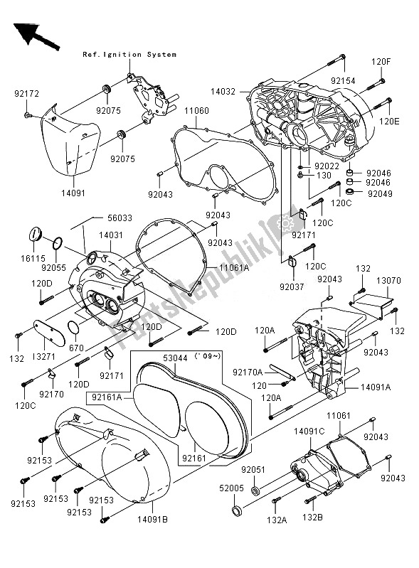 Toutes les pièces pour le Couvercles De Moteur du Kawasaki VN 900 Classic 2010