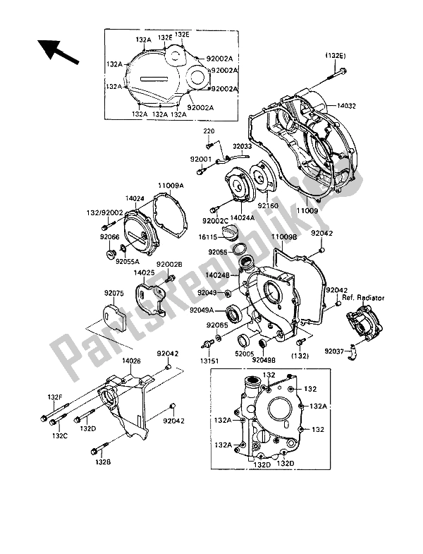 Tutte le parti per il Coperchio Del Motore del Kawasaki ZZ R 1100 1992