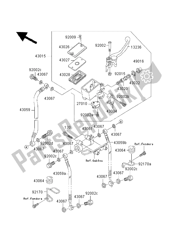 All parts for the Front Master Cylinder of the Kawasaki ZRX 1200S 2003