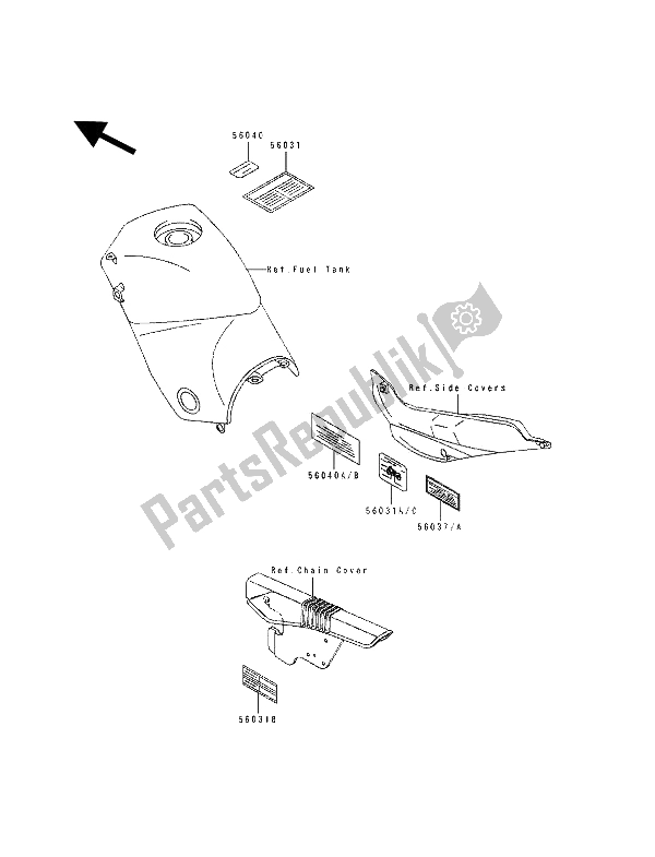 All parts for the Labels of the Kawasaki KLE 500 1992