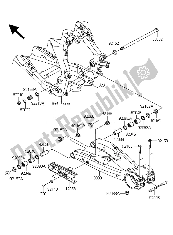 Tutte le parti per il Forcellone del Kawasaki KFX 450R 2010