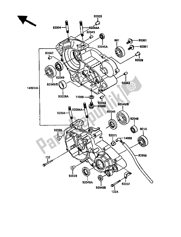 Toutes les pièces pour le Carter du Kawasaki KDX 200 1986