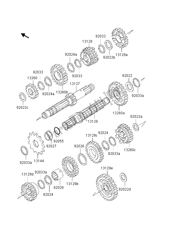 All parts for the Transmission of the Kawasaki KLX 300R 2002