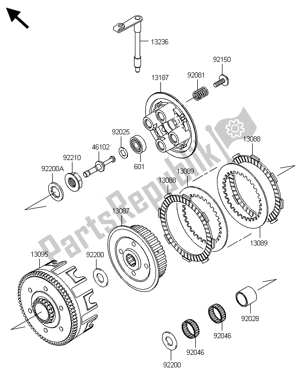 All parts for the Clutch of the Kawasaki KX 85 SW 2014