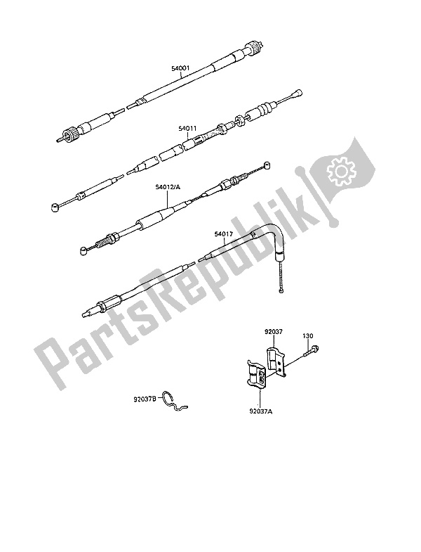 Alle onderdelen voor de Kabel van de Kawasaki KLR 250 1991