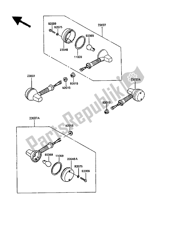 Tutte le parti per il Indicatori Di Direzione del Kawasaki KLR 250 1987