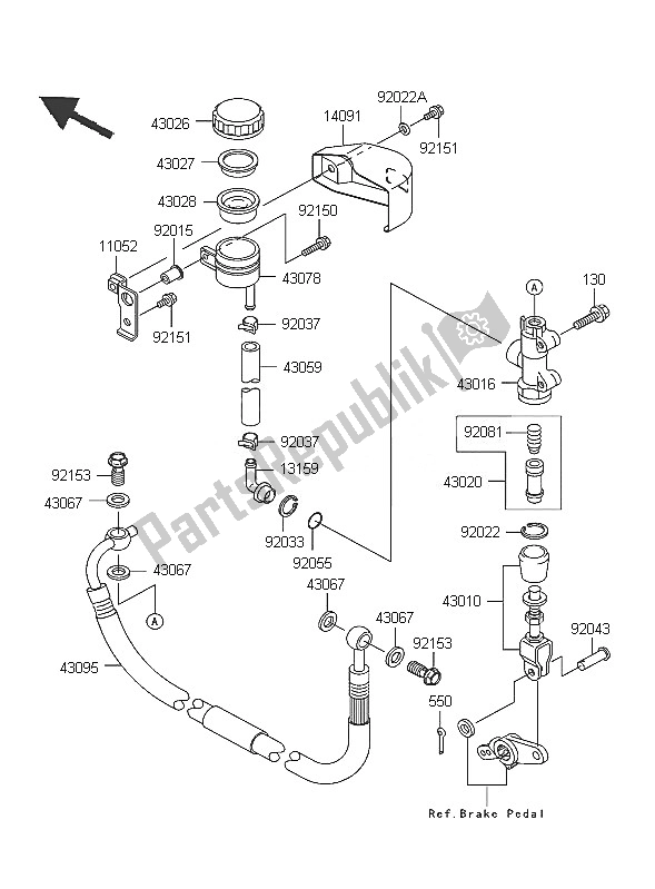 All parts for the Rear Master Cylinder of the Kawasaki VN 1600 Mean Streak 2005