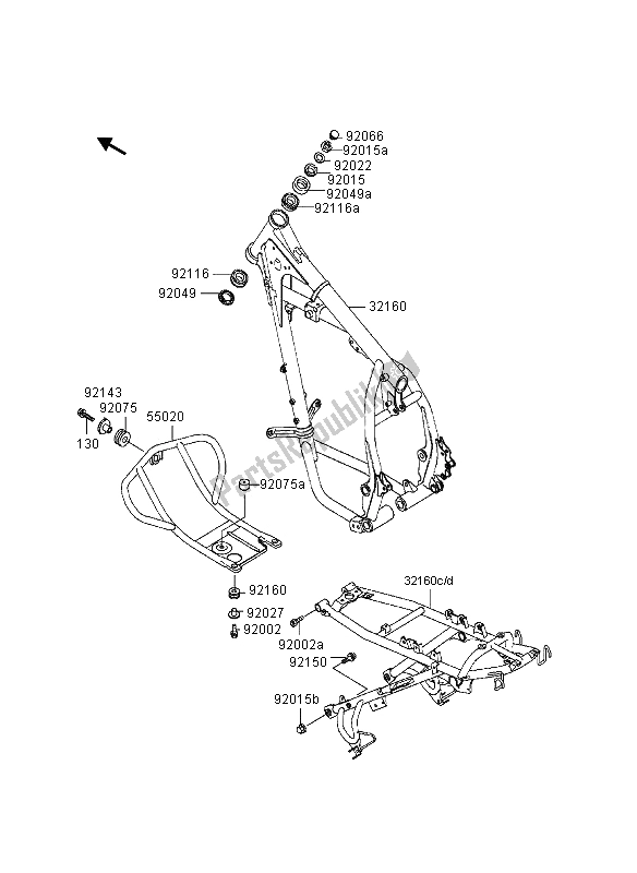 Alle onderdelen voor de Kader van de Kawasaki KLR 650 1997