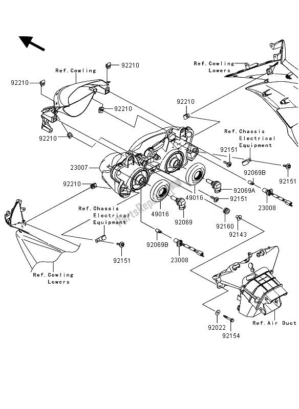 All parts for the Headlight of the Kawasaki Ninja ZX 6R 600 2011