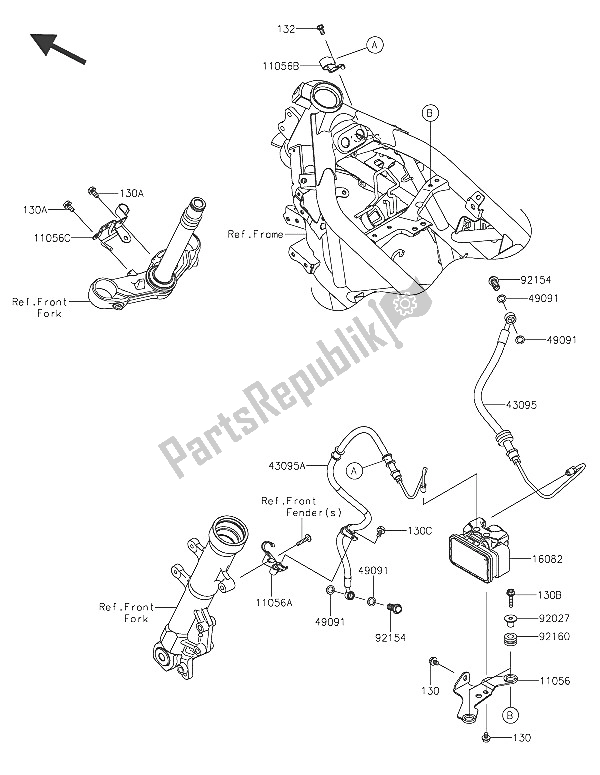 Tutte le parti per il Tubazioni Del Freno del Kawasaki Ninja 250 SL ABS 2016