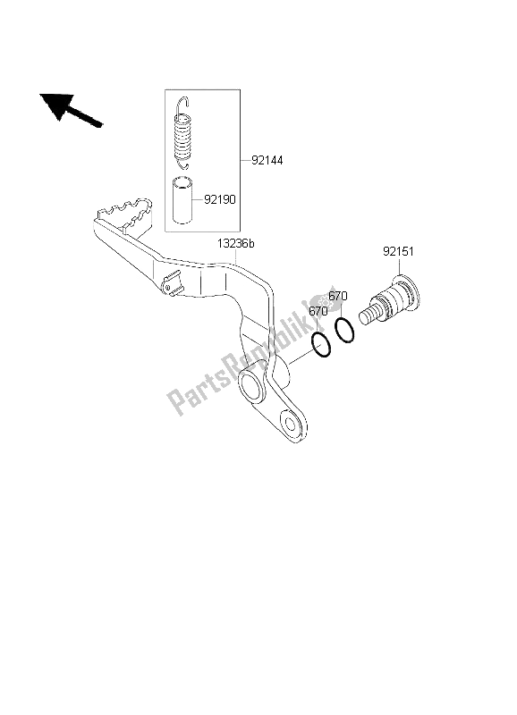 All parts for the Brake Pedal of the Kawasaki KX 65 2003