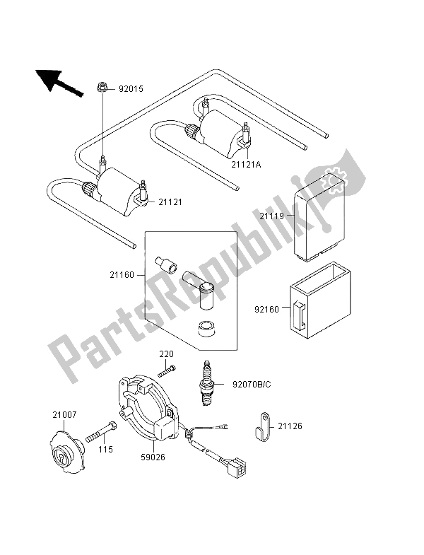 All parts for the Ignition System of the Kawasaki Zephyr 750 1995
