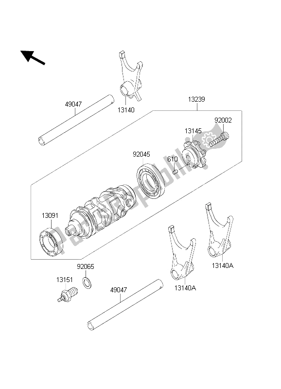 Toutes les pièces pour le Tambour De Changement De Vitesse Et Fourche (s) De Changement De Vitesse du Kawasaki Ninja ZX 6R 600 2004