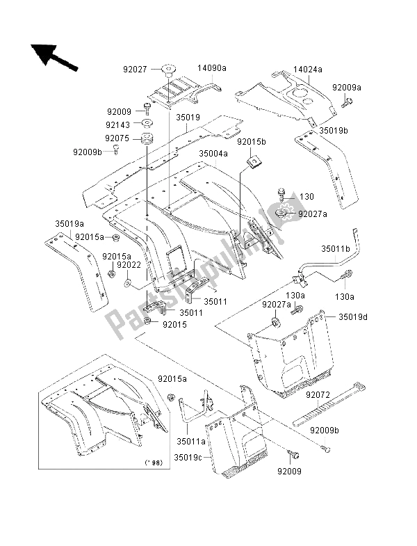 Todas las partes para Guardabarros Delantero de Kawasaki KLF 300 4X4 2000