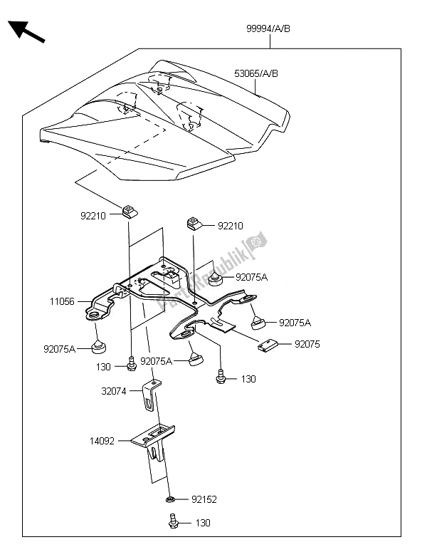 All parts for the Accessory (single Seat Cover) of the Kawasaki ZX 1000 SX ABS 2014