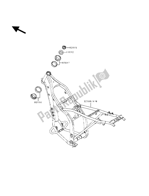 Tutte le parti per il Telaio del Kawasaki KLX 250 1993