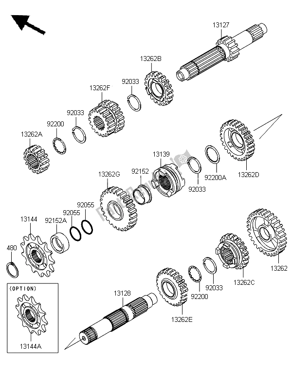 Todas las partes para Transmisión de Kawasaki KX 250F 2006