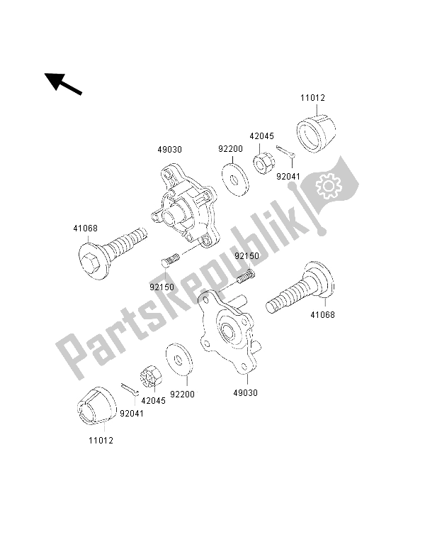 Alle onderdelen voor de Voornaaf van de Kawasaki KVF 300 2002