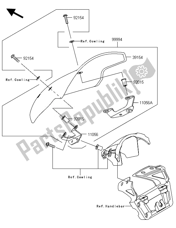 Toutes les pièces pour le Accessoire (déflecteur) du Kawasaki ER 6N 650 2014