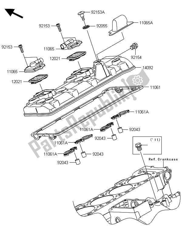 Tutte le parti per il Coperchio Della Testata del Kawasaki Ninja ZX 10R ABS 1000 2014