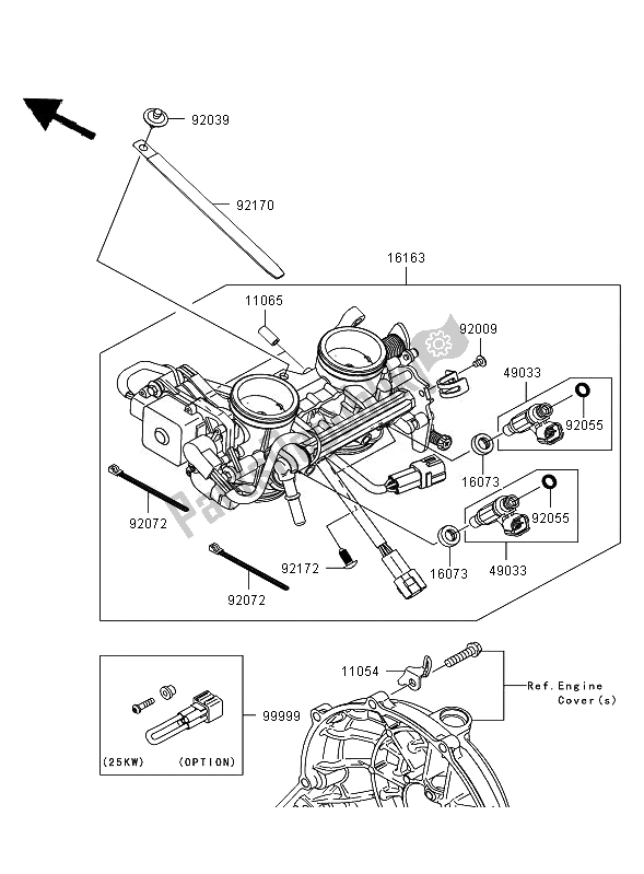 All parts for the Throttle of the Kawasaki ER 6F 650 2007