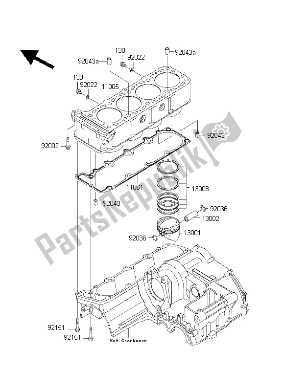 Tutte le parti per il Cilindro E Pistone del Kawasaki ZRX 1200 2001