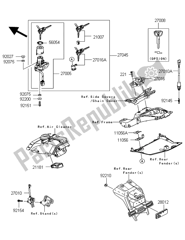 All parts for the Ignition Switch of the Kawasaki Ninja ZX 10R 1000 2012