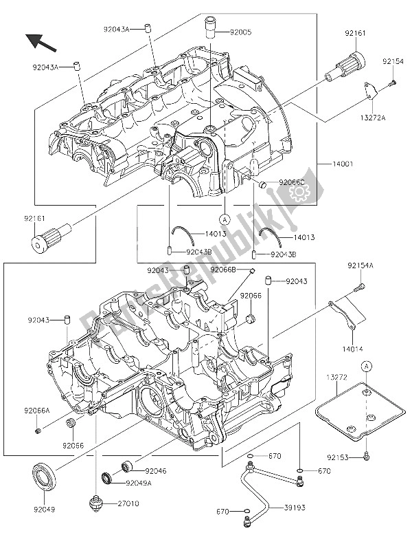 All parts for the Crankcase of the Kawasaki Z 1000 SX ABS 2016