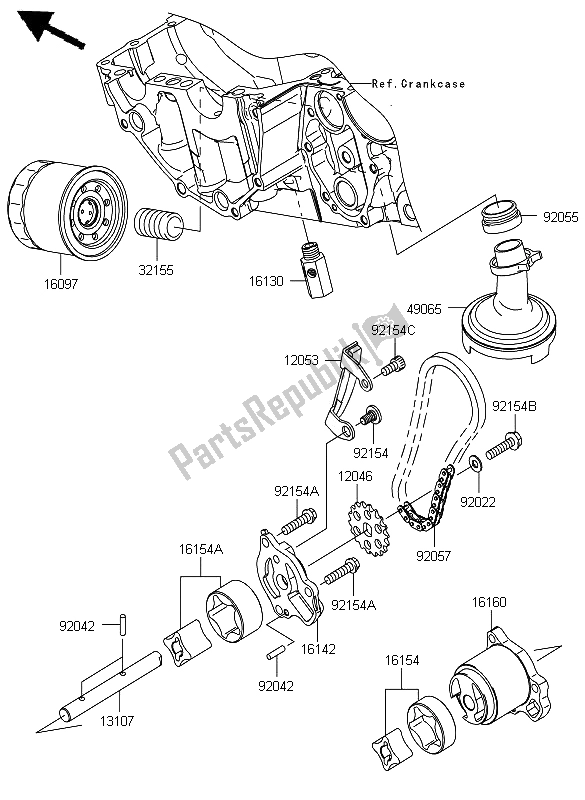 All parts for the Oil Pump of the Kawasaki ER 6N 650 2012