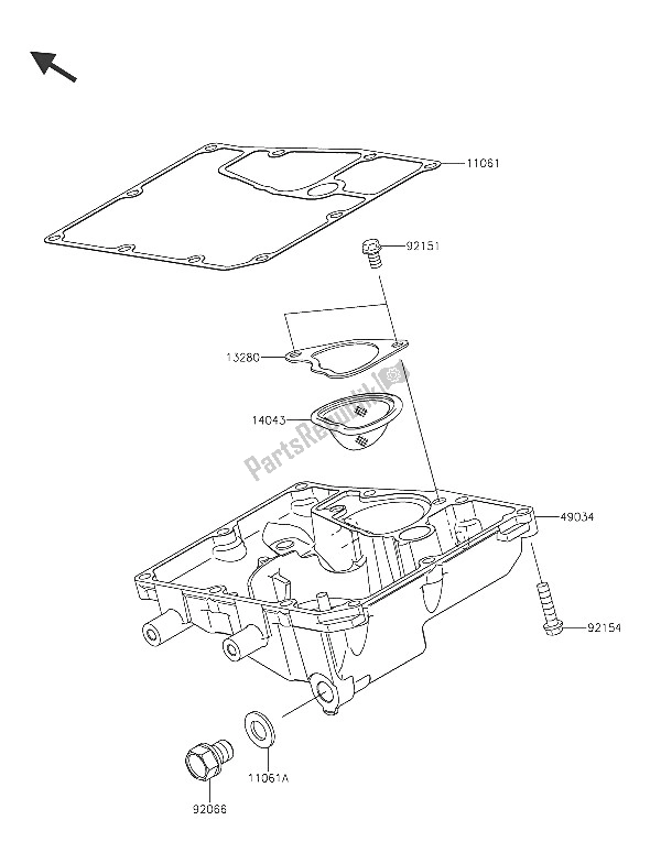 All parts for the Oil Pan of the Kawasaki Vulcan S 650 2016