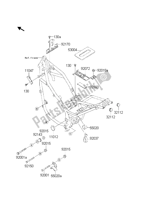 Alle onderdelen voor de Frame Hulpstukken van de Kawasaki KLE 500 2002