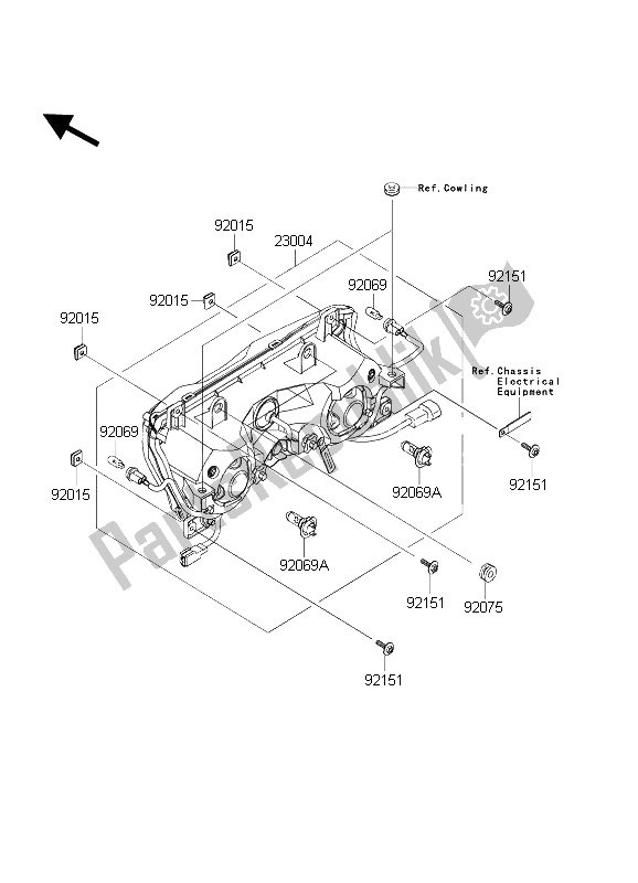 All parts for the Headlight(s) of the Kawasaki Ninja ZX 6R 600 2004