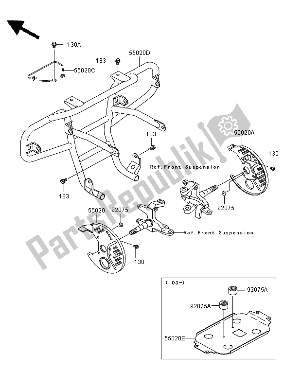 All parts for the Guard of the Kawasaki KLF 300 2003