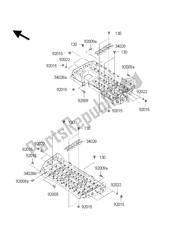 Tutte le parti per il Poggiapiedi del Kawasaki KVF 650 2002