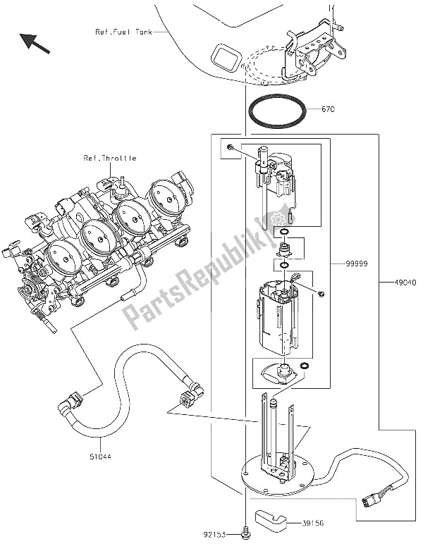 All parts for the Fuel Pump of the Kawasaki Ninja ZX 6R ABS 600 2016