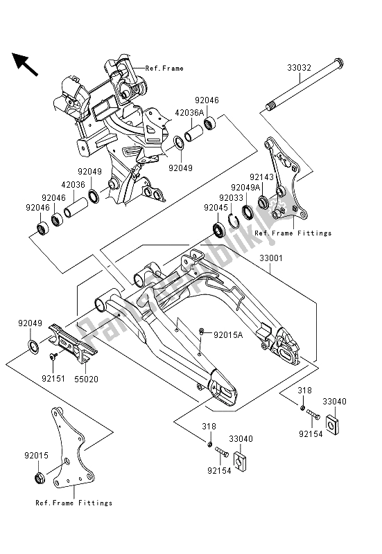 Tutte le parti per il Forcellone del Kawasaki ER 6F ABS 650 2013