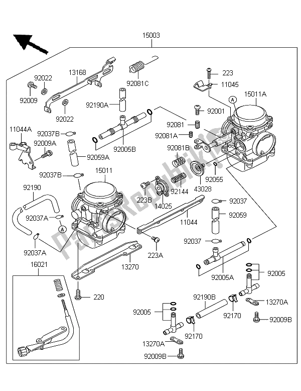 Tutte le parti per il Carburatore del Kawasaki KLE 500 2006