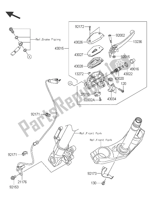 Wszystkie części do Przedni Cylinder G?ówny Kawasaki Versys 650 ABS 2016